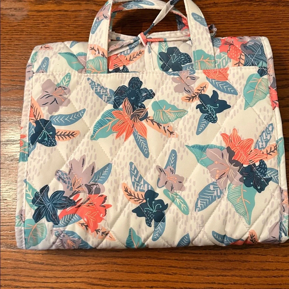 Vera Bradley Blue and Coral Floral Cosmetic Bag